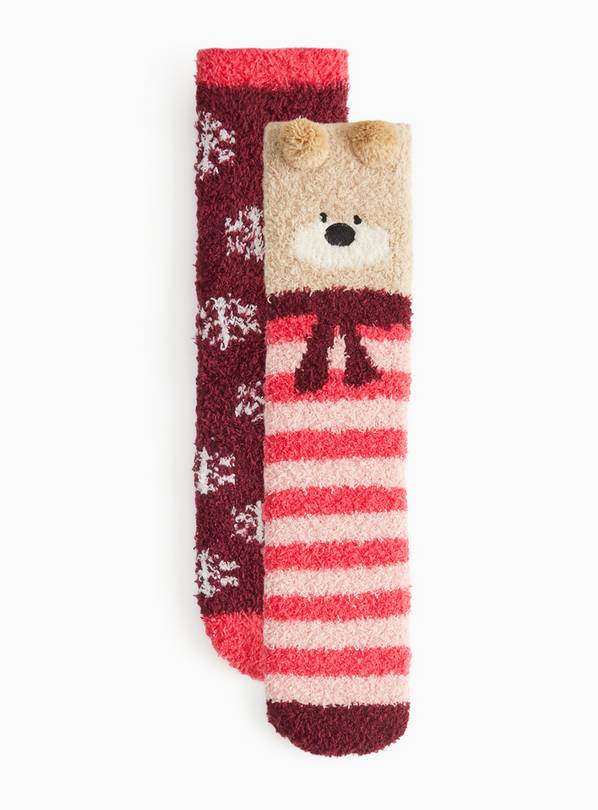 Red Skipper Bear Cosy Ankle Socks 2-Pack 4-8